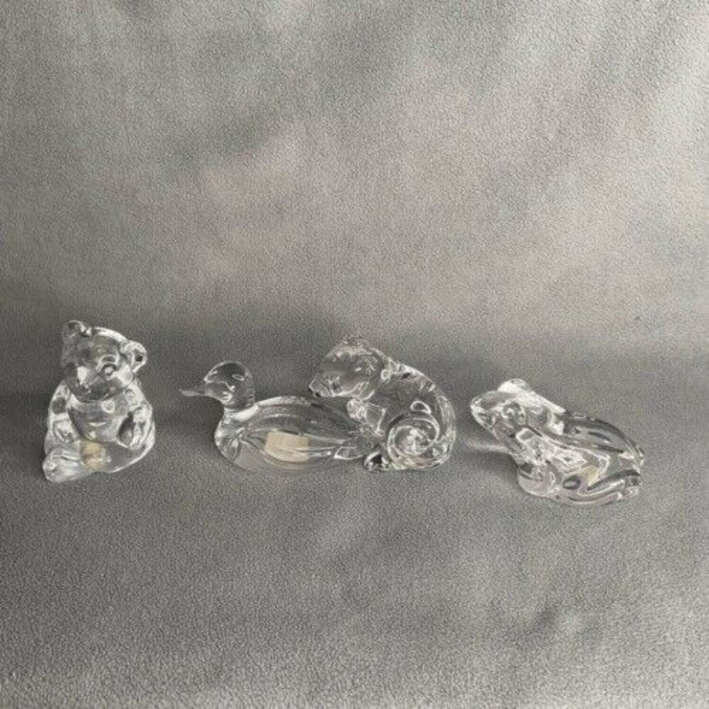 Princess House Pets 24% Lead Crystal Lot‎ of 4 Duck Frog Bear Rat Figurine 3"X2"